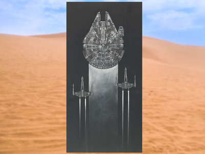 Millennium Falcon blackboard paint canvas charcoal chewbacca dark side desert han solo millennium falcon parsec rebel star wars x wing