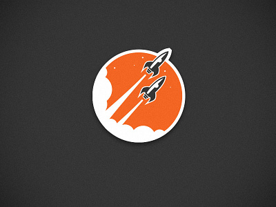 Concept logo for a digital marketing agency bound clouds co logo nasa noise orange patch rocket space stars