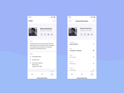 Primrose - Profile Screens app appdesign primrose prm profile ui