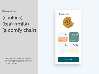 Happiness - Cookie Calculator app cookies dailyui happiness