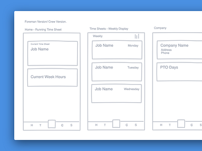 Thyme Mobile Wireframe construction design mobile app saas time tracking ui