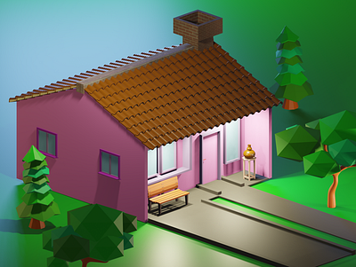 House 3d blender graphic design