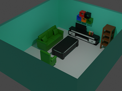 Living Room 3d blender graphic design