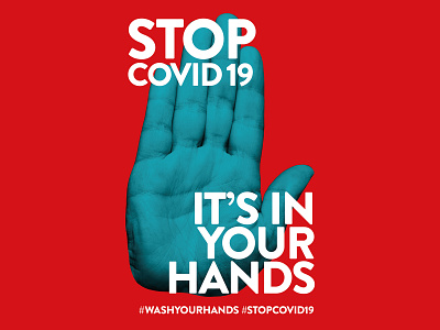 Stop Covid19 It's In Your Hands campaign colorscheme design hand poster social app