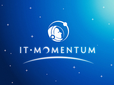IT Momentum logo astronaut deep blue it logo sky space stars universe