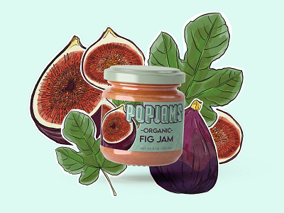 PopJams - Fig Jam Label art artwork branding design digital art digital illustration digital paint drawing fig fruit fruit illustration graphic design illustration label label design logo packaging packaging design procreate sticker