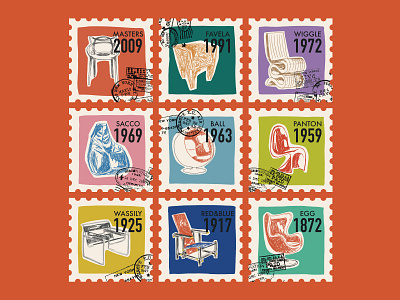 Iconic Chairs - Stamp Design