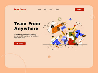 Team From Anywhere character design group home illustration illustrator inspiration landing page minimal people team ui ux vector web work