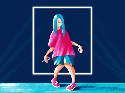 When We All Fall Asleep, Where Do We Go? american billie eilish character charecter dance dancer design girl girl illustration illustration minimal minimal art painting photoshop psycho singer stage vector zombie zombies
