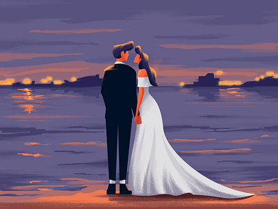 Together boy character couples design girl illustration illustrator love minimal painting together wedding