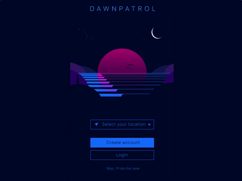 Dawnpatrol interaction app interaction micro interaction outrun surf