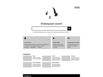 BBC Shakespeare archive wireframe shakespeare wireframe