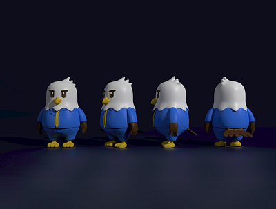 eagle mascot's three views illustration