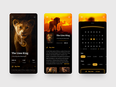 Cinema App Design agency app design black cartoon cinema clean daily ios lion mobile movie ticket ui ux web