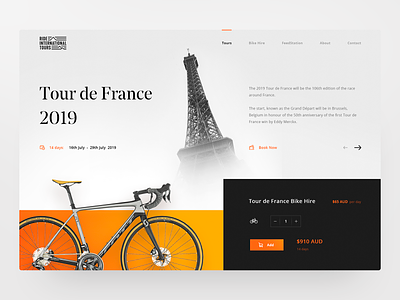 Cycling Website Home Page bicycle bike clean daily design homepage landing page minimal ride tours travel ui ux web