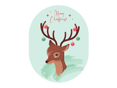 Illustration, missing deer, postcard. holiday