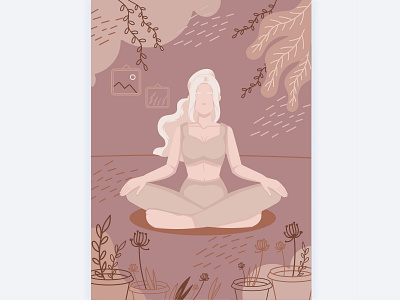 Girl in lotus position, yoga is good for health. illustration