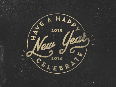 Happy new year 4 grunge lettering new year retro type typography vintage