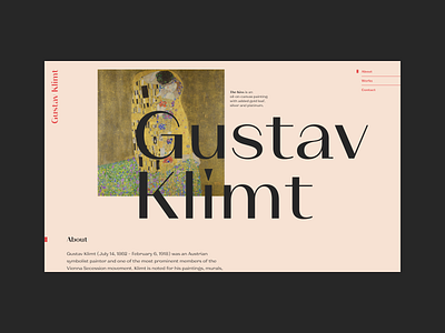 Gustav Klimt art artist bio biography concept flat graphic home homepage illustration landing landing page landingpage typography ui uidesign web web design webdesign website