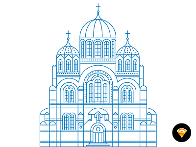 Illustration. Freebie: .sketch, psd, ai architecture building church city freebie icon illustration kiev kyiv psd sketch town