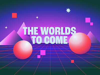 The worlds to come future illustration metaverse neon synthwave vector virtual virtual reality