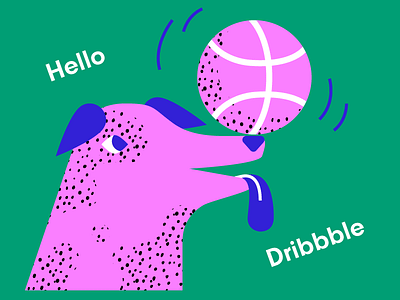 Hello Dribbble! debut dog dribbble first shot hello illustration simple sketch