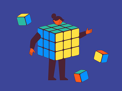 3D Staff business cube illustration isometric rubix cube vector