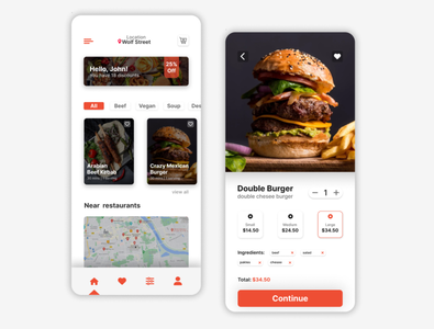 Food delivery mobile design by Yusufjon Abdumajidov on Dribbble