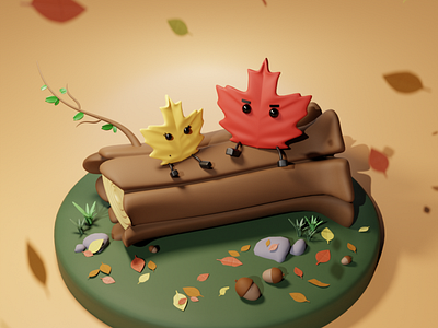 The Maplies 3d autumn graphic design lowpoly