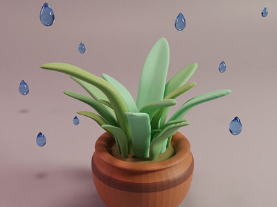 Plant 3d graphic design lowpoly plant rain