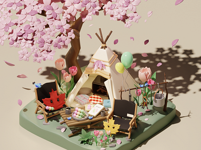 Spring camping with Cherry Blossam