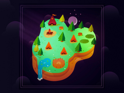 Small Village colors cute design game gradients illustration map