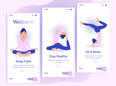 Meditation app onboarding design ui uidesign vector welcomescreen