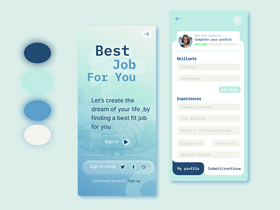Job Hunting App UI Design branding design dog app illustration job app ui logo ui uidesign ux vector welcomescreen