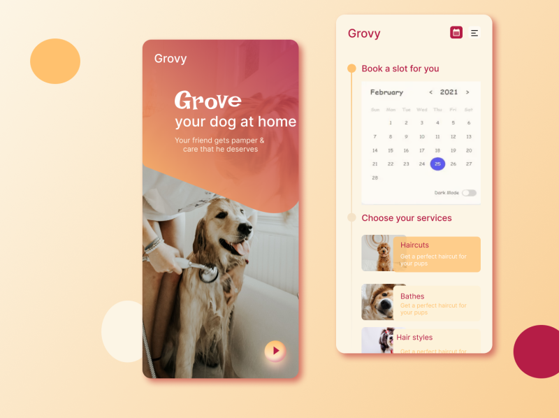 Dog grooming app UI Design by Komal Gupta on Dribbble