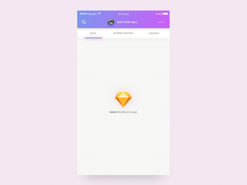 Device Pairing Concept app file transfer mobile plugin sketch ui ux