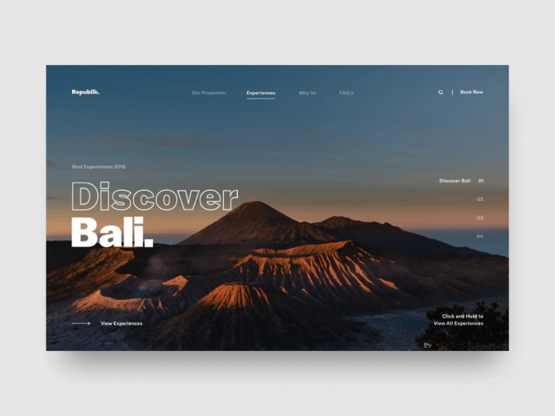Collected Bali Experiences bali design interation makereign principle slider travel typography ui web