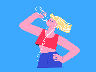 Dream character character design colorful girl headphones illustration music procreate run runner sport spring thirsty woman