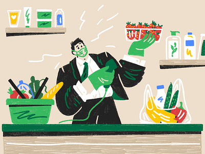 Changes in business character character design covid19 design food grocery illustration inc.russia magazine man procreate