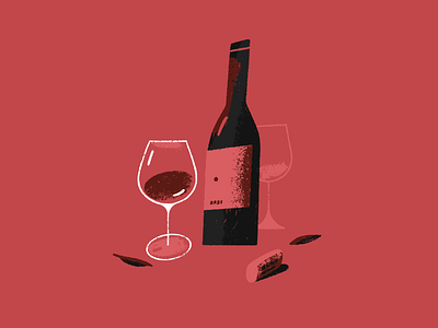 Red bottle cafe conversation evening glass illustration procreate restaurant sketch still life wine