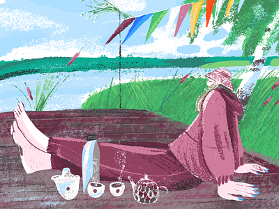 Calm character design illustration native nature peaceful procreate rest sketch summer tea