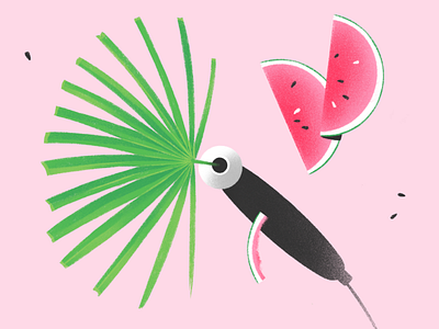 Vase 2 design flower illustration interior jungle palmtree procreate simple still life tropic vase watermelon