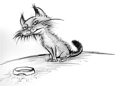 Cat (Ink Sketch) brush cartoon doodle drawing ink pentel pentel brush sketch