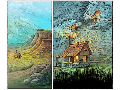 Illustration digitalcolor drawing graphicnovel home ink landscape sketch wreck