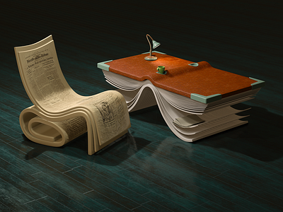 Book Table Concept b3d blender3d booktable chair concept furniture industrialdesign product design reading table table design