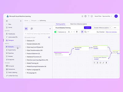 📊 Microsoft Azure Redesign arrows automation azure block canvas data database db diagram interface machine learning microsoft ml pipline redesign ui ux web app webapp workspace