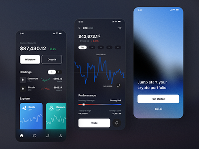 Cryptocurrency marketplace and wallet app crypto cryptocurrenci design ui uiux wallet