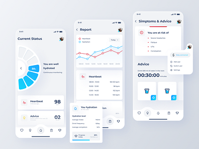 Sixty Hydration Monitor - Concept app design figma medical ui uiux ux water