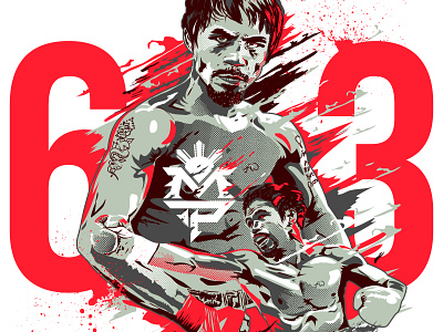 Pacman 63 boxing fanart illustration illustrator mannypacquiao pacman portrait print typo vector