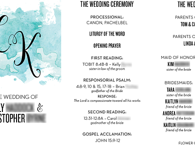 Wedding Program print typography watercolors